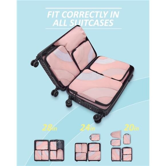 Compression Packing Cubes for Travel, 6 Set Travel Packing Cubes for Suitcases - Picture 3 of 7